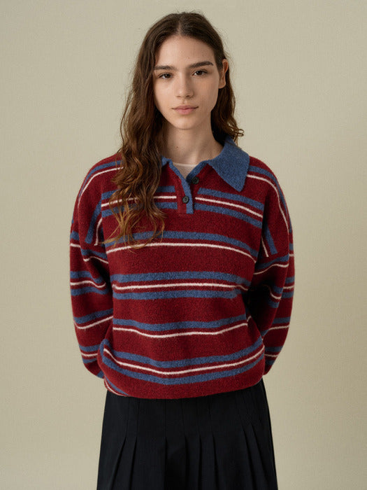 [wconcept_mango_maniplease] Herry Stripe KNIT_WINE