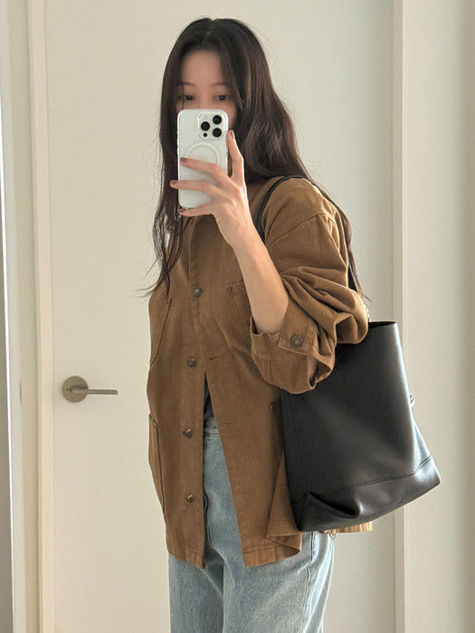 Mango Maniplease Selk Denim Jacket Camel