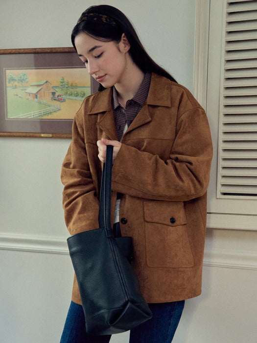 Mango Maniplease Tova Suede Jacket Camel
