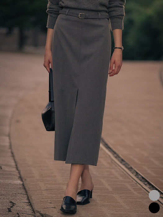 [TILLIDIE] Slit point long skirt TIFA01SK03_2color