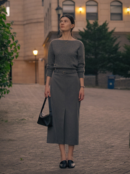 [TILLIDIE] Slit point long skirt TIFA01SK03_2color