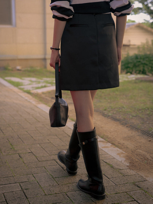 [TILLIDIE] Glossy mini skirt TIFA01SK01_Black