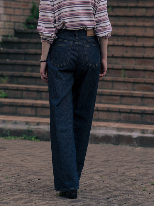 [TILLIDIE] Non fade wide denim pants TIFA01DP04_Indigo