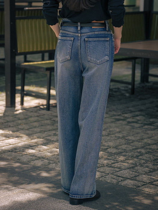 [TILLIDIE] All brush wide denim pants TIFA01DP03_Blue
