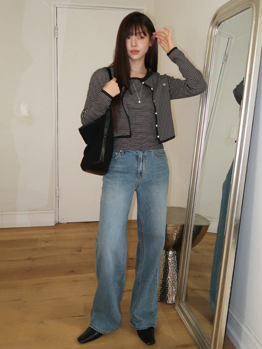 [TILLIDIE] Premium wide denim pants TIFA01DP02_Blue