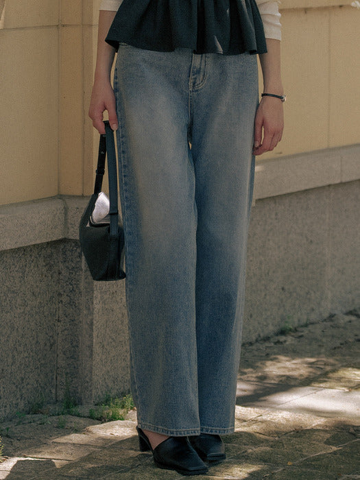 Tillidie Classic wide denim pants Blue