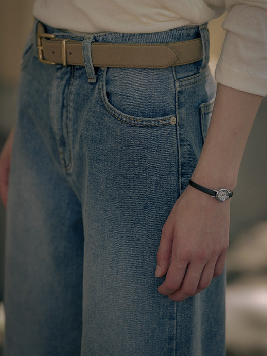 Tillidie Classic wide denim pants Blue