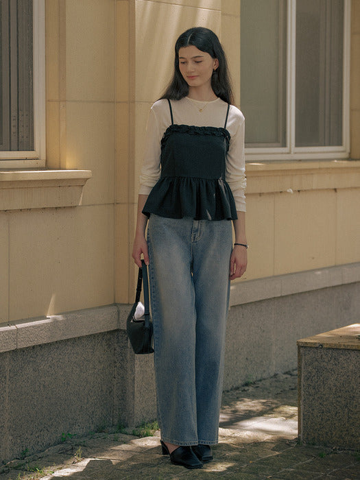 Tillidie Classic wide denim pants Blue