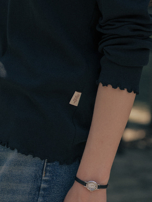 [TILLIDIE] Ruffle round t-shirt TIFA01LT13_Black