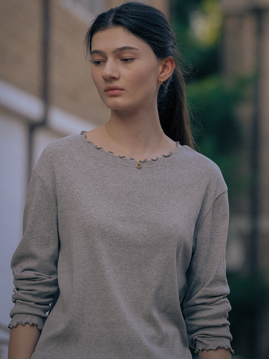 [TILLIDIE] Ruffle round t-shirt TIFA01LT12_Melange