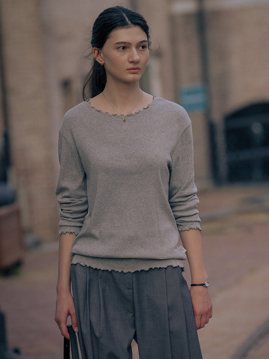 [TILLIDIE] Ruffle round t-shirt TIFA01LT12_Melange