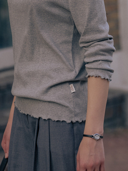 [TILLIDIE] Ruffle round t-shirt TIFA01LT12_Melange