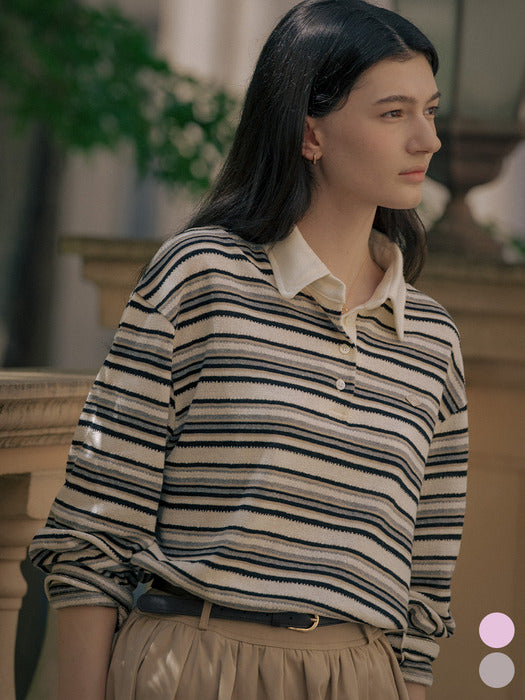 [TILLIDIE] Stripe loose fit t-shirt TIFA01LT08_2color