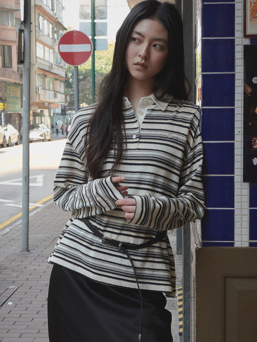 Tillidie Stripe loose fit t-shirt Gray