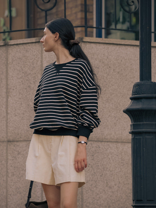 [TILLIDIE] Stripe neck point MTM TIFA01LT06_Black