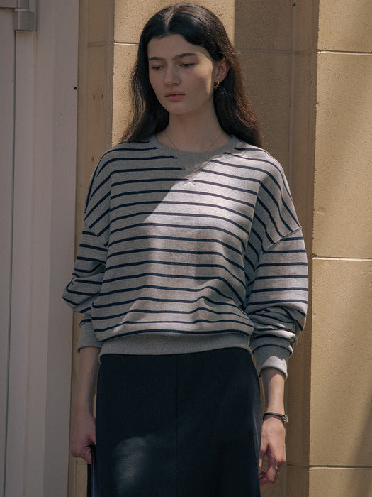 [TILLIDIE] Stripe neck point MTM TIFA01LT05_Melange