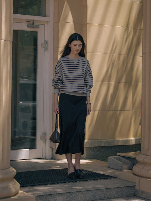 [TILLIDIE] Stripe neck point MTM TIFA01LT05_Melange