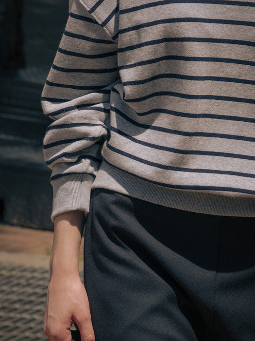 [TILLIDIE] Stripe neck point MTM TIFA01LT05_Melange