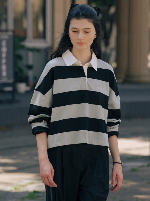 [tillidie] Cotton stripe polo t-shirt TIFA01LT04_Mint&black
