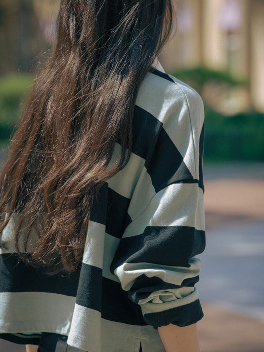 [tillidie] Cotton stripe polo t-shirt TIFA01LT04_Mint&black