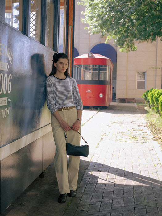 [TILLIDIE] Silky stripe cotton t-shirt TIFA01LT02_Blue