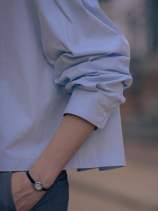 [TILLIDIE] Short cotton shirt TIFA01SH08_Sky blue