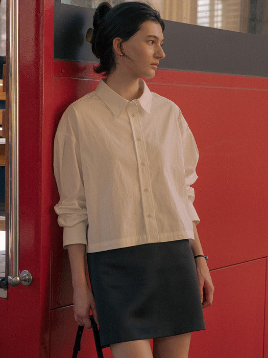 Tillidie Short cotton shirt Ivory