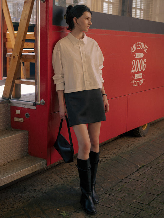 Tillidie Short cotton shirt Ivory