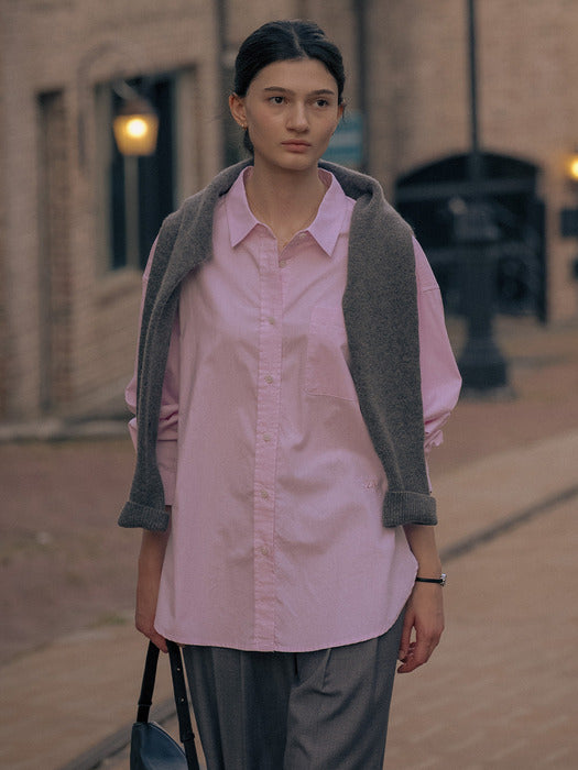 [TILLIDIE] Logo detail oversized shirt TIFA01SH04_Pink