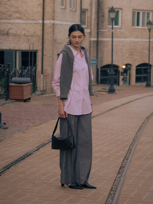 [TILLIDIE] Logo detail oversized shirt TIFA01SH04_Pink