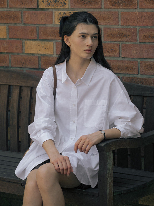 [TILLIDIE] Logo detail oversized shirt TIFA01SH03_Ivory