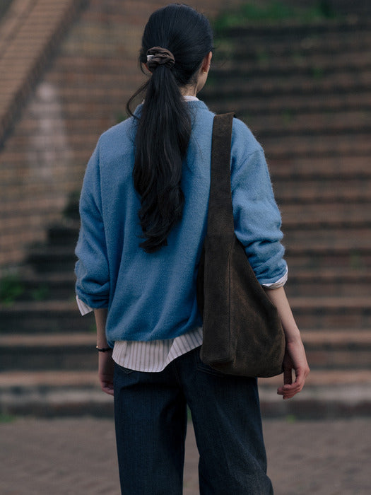 [TILLIDIE] V-neck loose knit TIFA01SW04_Blue