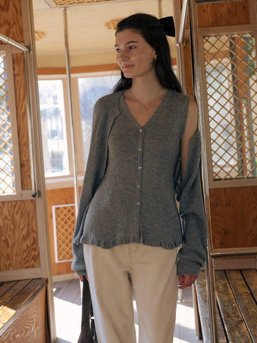 [TILLIDIE] Hazzi bustier knit set TIFA01SW01_Melange gray