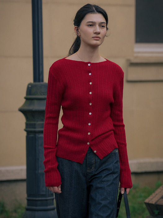 [TILLIDIE] Soft rib wool blended knit TIFA01CD01_Red