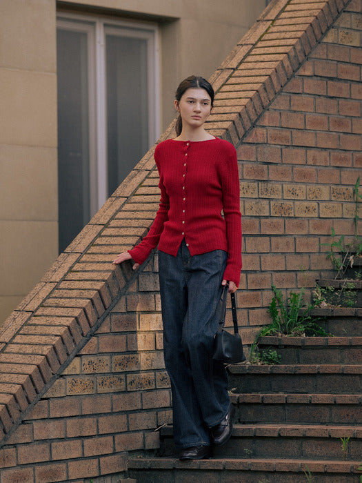 [TILLIDIE] Soft rib wool blended knit TIFA01CD01_Red