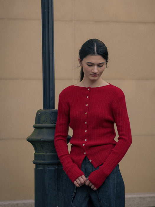 [TILLIDIE] Soft rib wool blended knit TIFA01CD01_Red