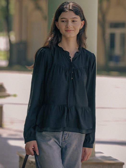 [TILLIDIE] Ribbon point blouse TIFA01BL07_Black