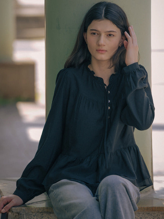 [TILLIDIE] Ribbon point blouse TIFA01BL07_Black