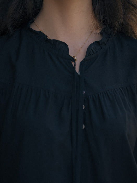 [TILLIDIE] Ribbon point blouse TIFA01BL07_Black