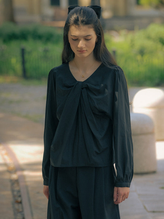 [TILLIDIE] Twisted detail blouse TIFA01BL02_Black