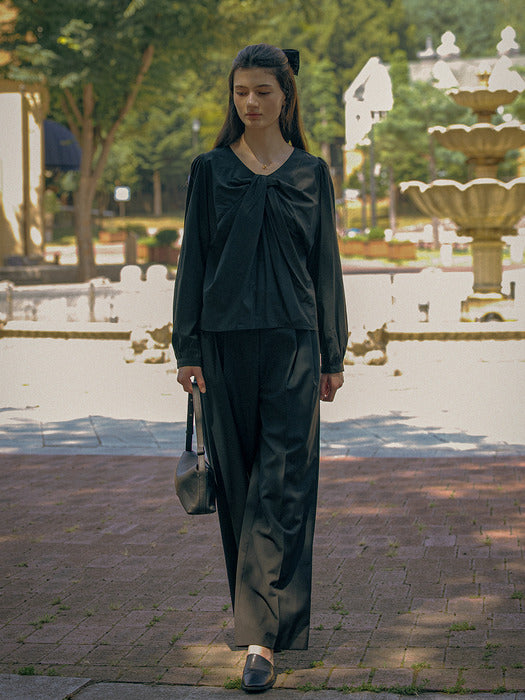 [TILLIDIE] Twisted detail blouse TIFA01BL02_Black