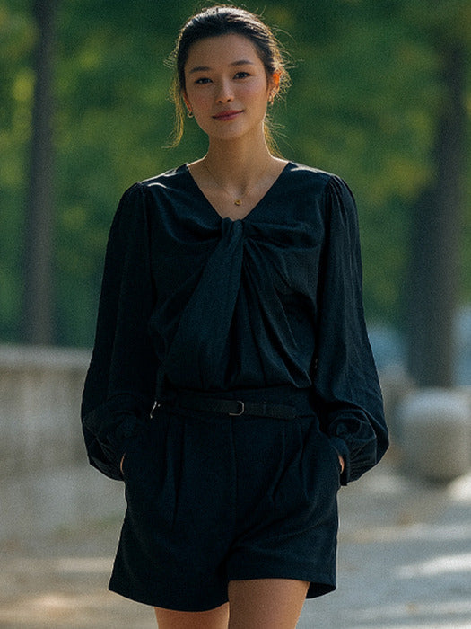 [TILLIDIE] Twisted detail blouse TIFA01BL01_2color