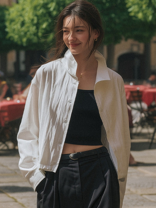 [TILLIDIE] Short button shirt jacket TIFA01SH01_Ivory