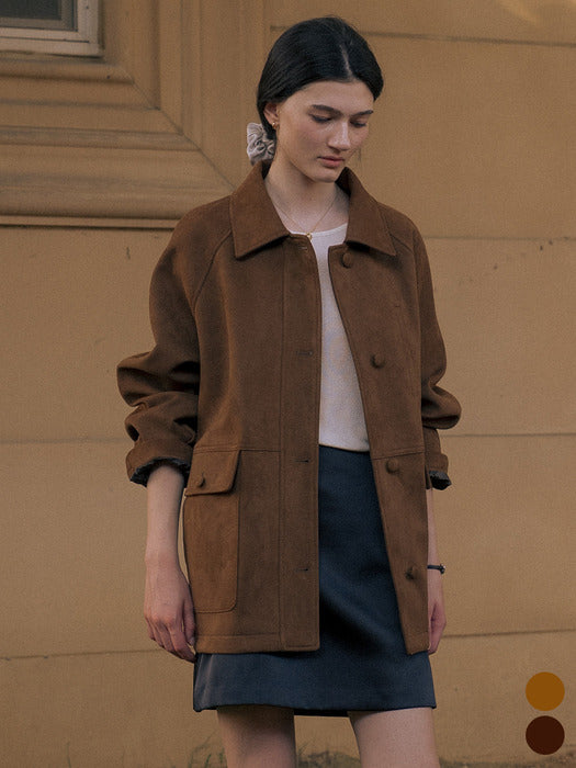 [TILLIDIE] Single Suede Half Jacket TIFA01JP05_2color