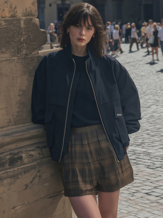 [TILLIDIE] Cotton pocket point jumper TIFA01JP02_Navy