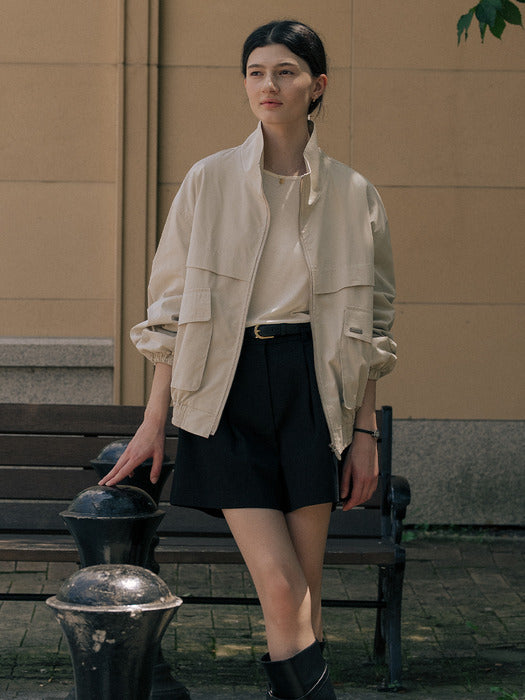 [TILLIDIE] Cotton pocket point jumper TIFA01JP01_Beige