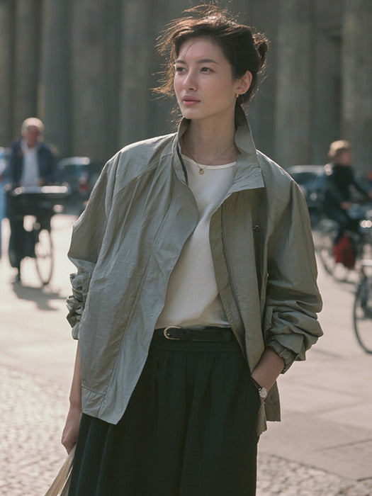 [TILLIDIE] Crispy compact wind breaker jumper_Gray