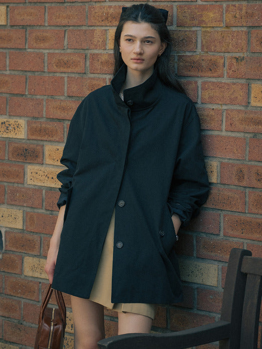 [TILLIDIE] High neck trench coat TIFA01CT03_Black