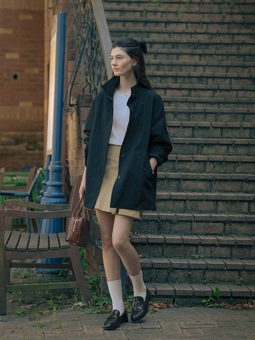 [TILLIDIE] High neck trench coat TIFA01CT03_Black