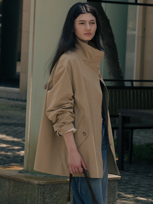 Tillidie High neck trench coat Beige